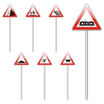 isolated european road signs