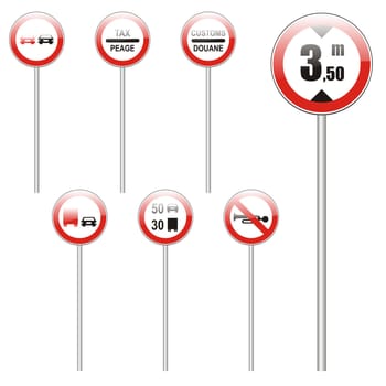 isolated european road signs