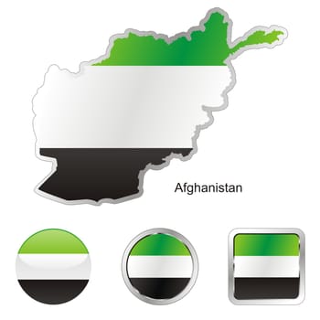 flag of afghanistan in map and internet