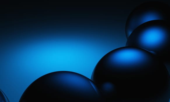 3D - Blue Balls on Black Background