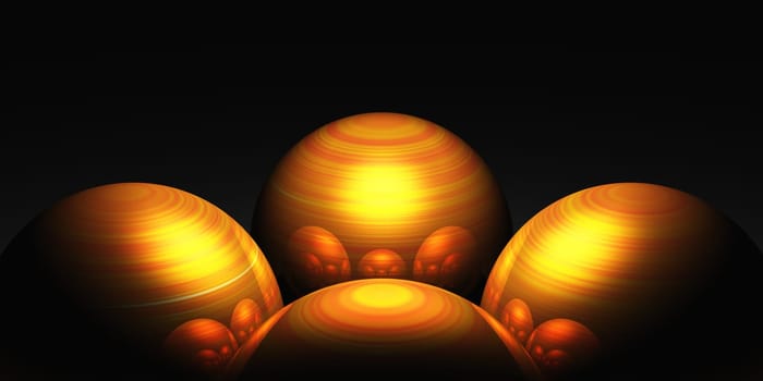 3D - Golden Balls Reflection