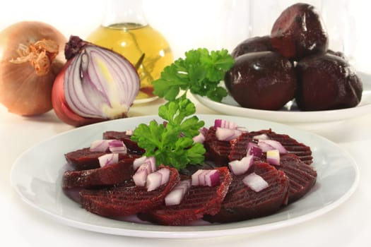Beetroot salad with onion and parsley