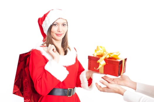 Woman at Christmas with gift