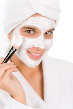 Teenager problem skin care - woman facial mask