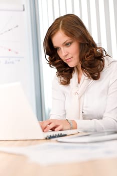 Successful businesswoman at office with laptop
