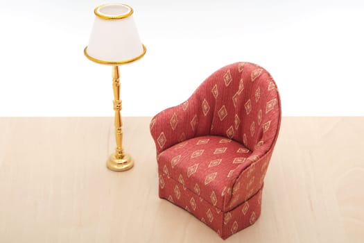 Armchair with floor lamp