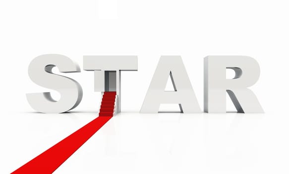 3D STAR text with red carpet