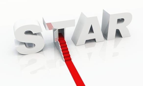 3D STAR Text with Red Carpet 02