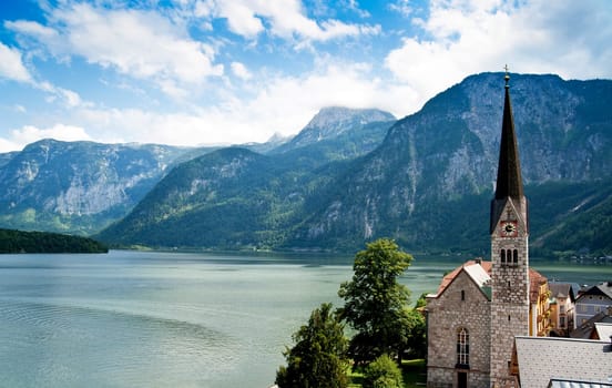 Church of Hallstatt with Lake