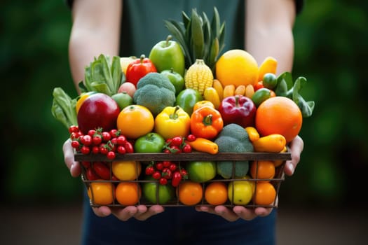 Organic Fresh Fruit on cart. Health Care concept. Generative AI.