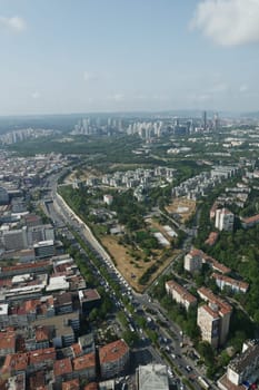 highway road multilevel junction in istanbul .