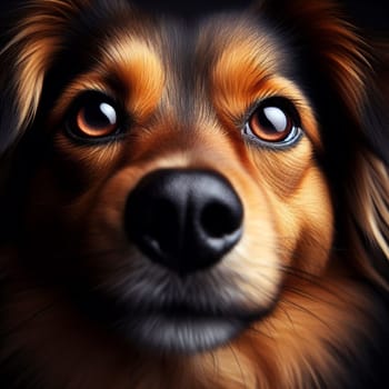macro close up shot of dog eyes joyfull expression generative ai art
