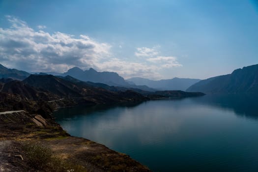 Irganai reservoir in Dagestan. Picturesque lake in the Caucasus mountains