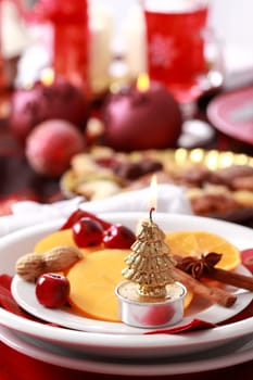 Place setting for Christmas