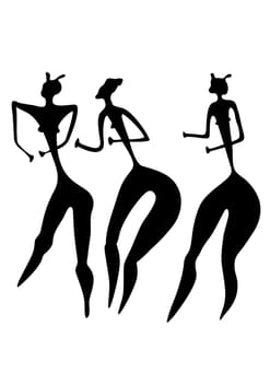 three women - primitive art