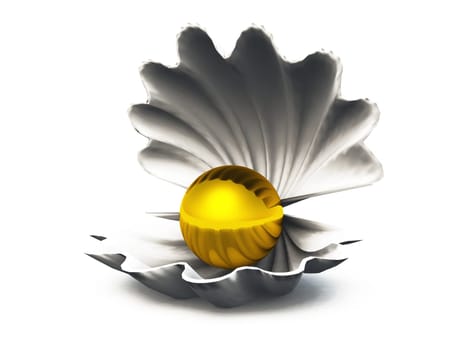 Shell with Gold Pearl 01