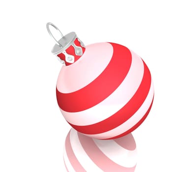 Christmas Ball - Red White Striped 03