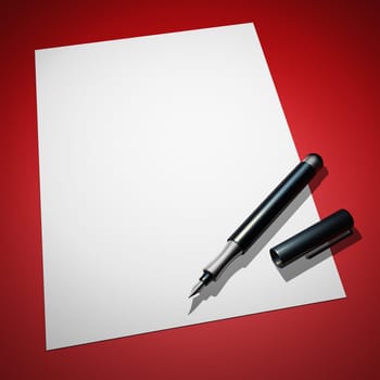 Blank Letter with Fountain Pen on Red 03