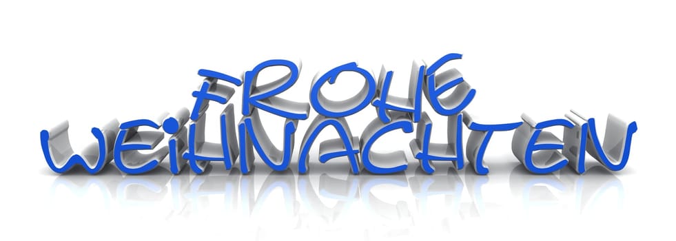3D Text Merry Christmas Blue 02