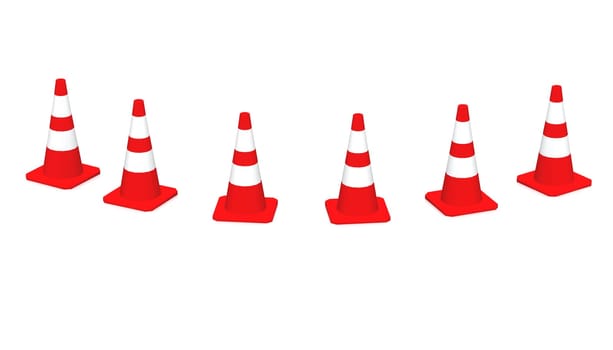 3D construction site pylons in row 05