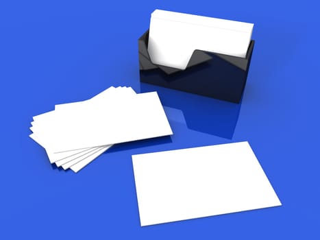 Blank Business Cards White on Blue