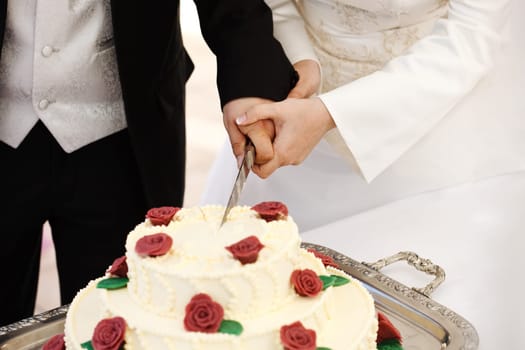 Cut wedding cake