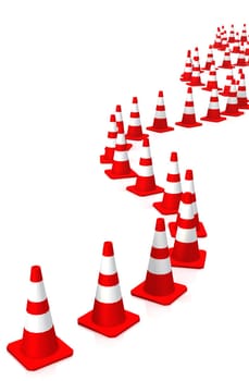 3D construction sites pylons in row 03