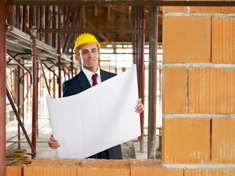 architect with building plans