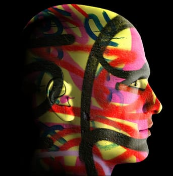 graffiti covered man