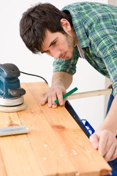 Home improvement - handyman prepare wooden floor