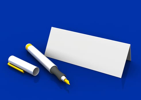 Place Card with Fountain Pen - Blue