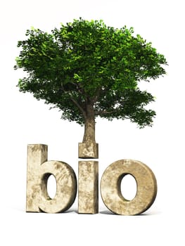 3D bio font with tree