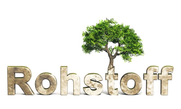 3D Raw Material Font with Tree