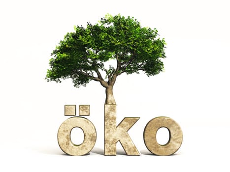 3D eco font with tree