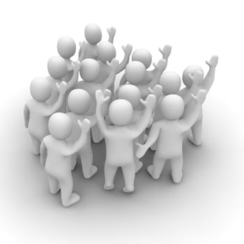 Waving people