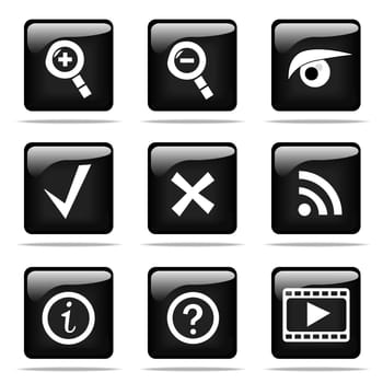 Set of glossy buttons with icons