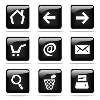 Set of glossy buttons with icons