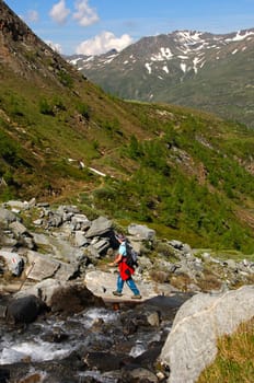 Hiking in the high mountains,Valais,Switzerland