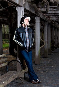 Handsome man leaning