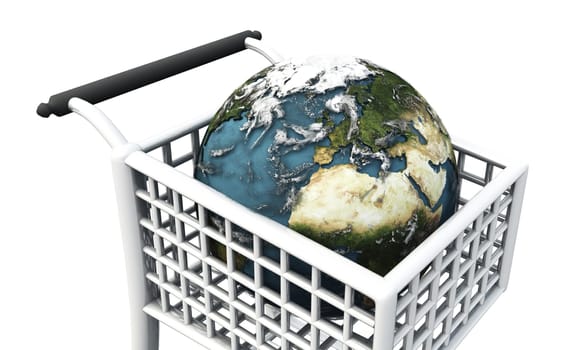 3d - globe in shopping cart