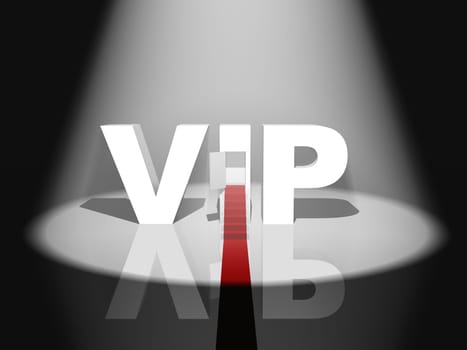 3D VIP text with red carpet at night