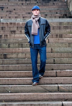Handsome man on stairs