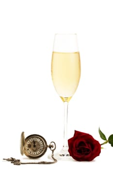 Sparkling Wine Pocket Watch Red Rose