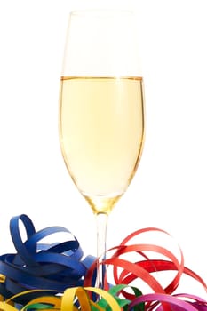 Sparkling wine between streamers
