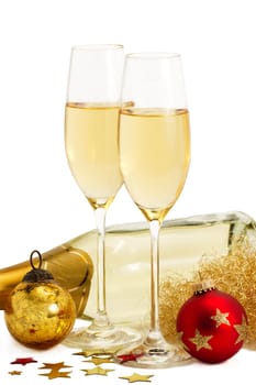 Champagne Bottle Christmas Tree Baubles Stars