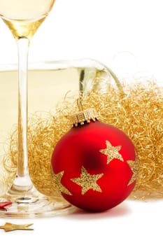 Champagne Bottle Christmas Tree Baubles Angel Hair