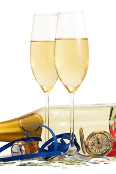 Champagne Bottle Streamers Confetti Clock