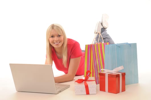 Young woman shopping online