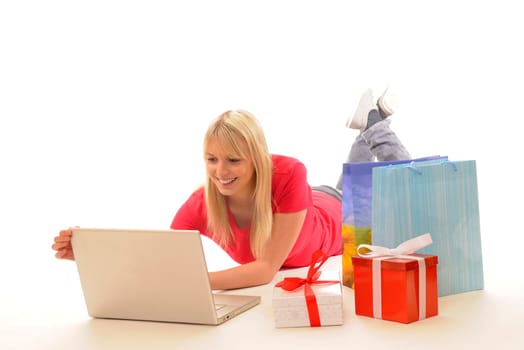 Young woman shopping online