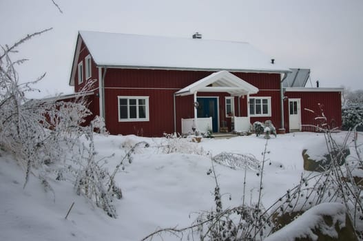 scandinavian style house  in winter